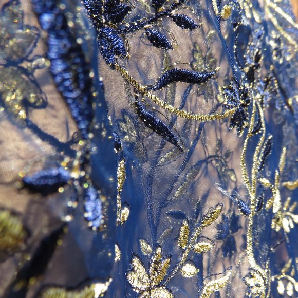 Blue and Gold Embroidered Lace Camisole - Picture 2 of 7